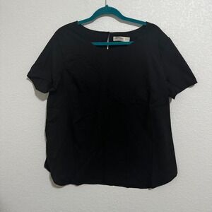 Faded Glory Women Black Short Sleeve Crew Neck Basic T Shirt Top Plus Size XL